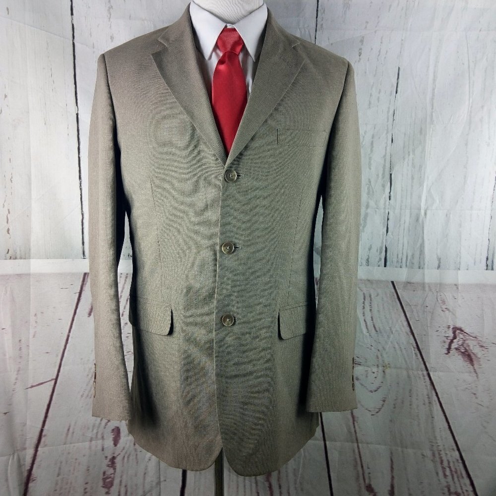 J Ferrar 40L 3 Button Light Brown Birdseye Suit Blazer